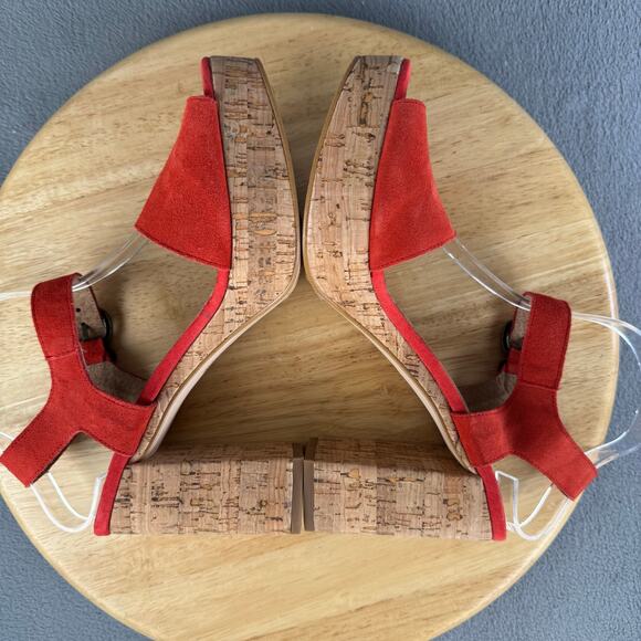 Free People Brooke Platform Cork Heel Red Sandal Women’s Size 40/ 9.5 US - Picture 5 of 8